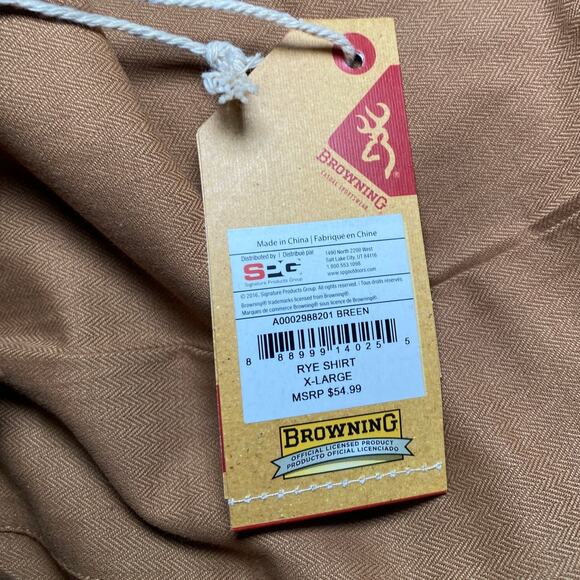 Browning Rye Shirt - NWT - Brown button up Mens - XL - Picture 15 of 15